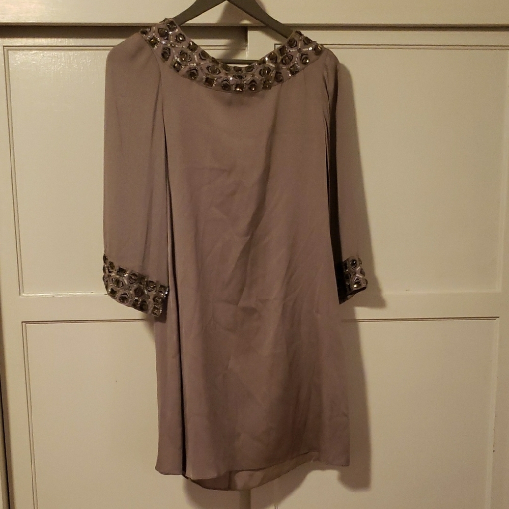 Alice & Olivia Embellished Dress in Taupe